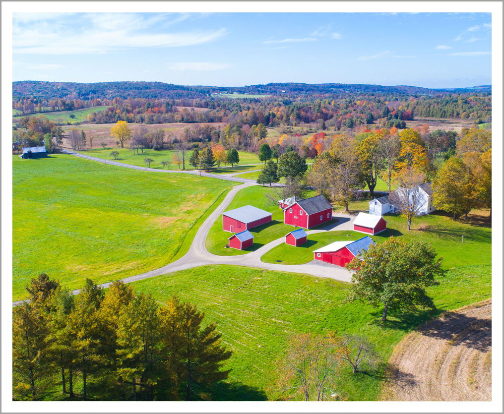 Sunburst House, its barns and surrounding acreage